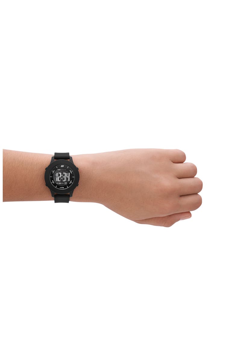 Rosencrans Digital Silicone Strap Watch, 37mm, Alternate, color, BLACK