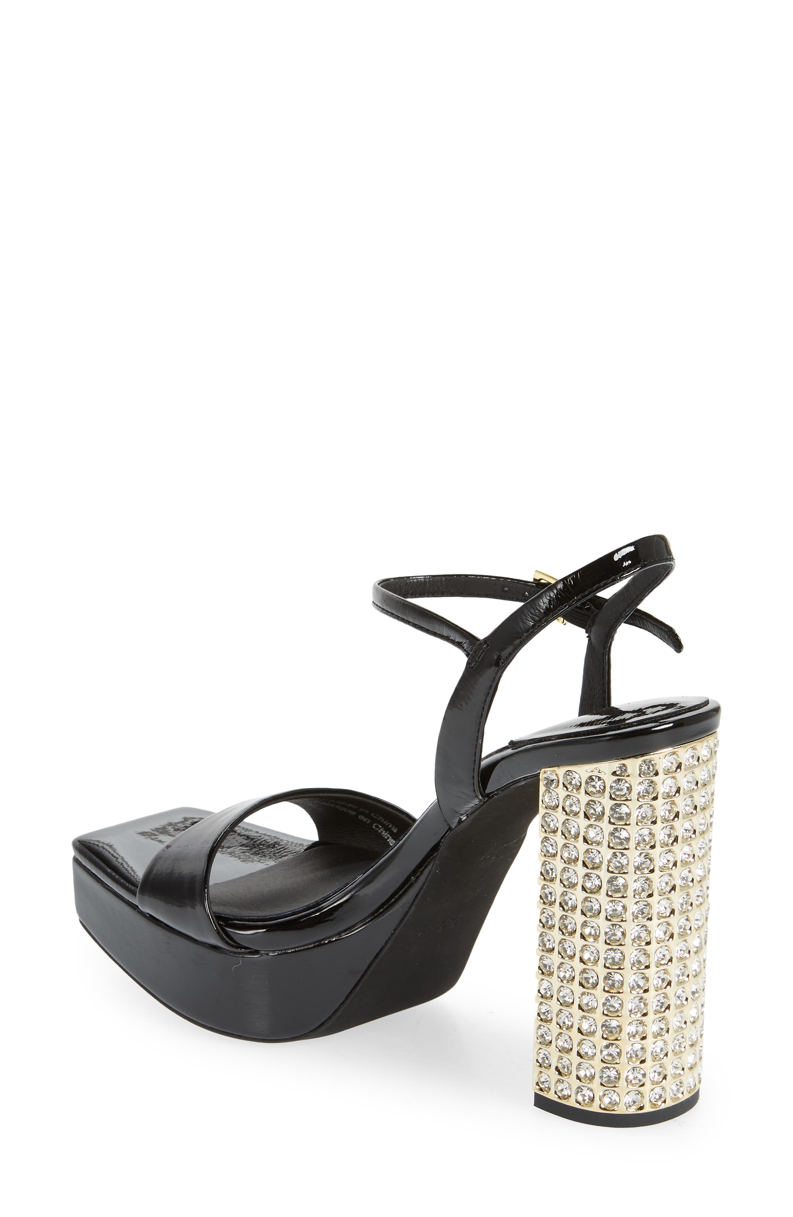 Dias Ankle Strap Sandal, Alternate, color, BLACK CRINKLE PATENT