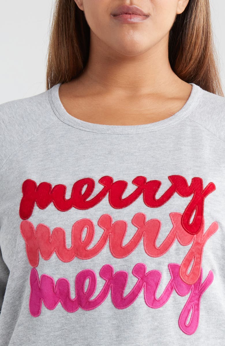 Caslon<sup>®</sup> Merry Appliqué Sweatshirt, Alternate, color, Grey Heather Merry Graphic