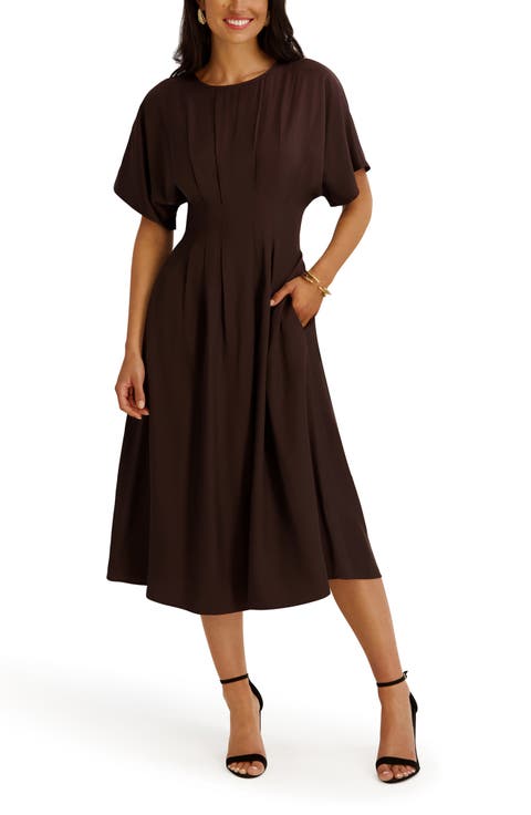 Short Sleeve Fit & Flare Midi Dress