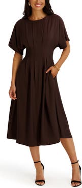 Kensie Short Sleeve Fit & Flare Midi Dress