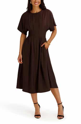 Short Sleeve Fit & Flare Midi Dress