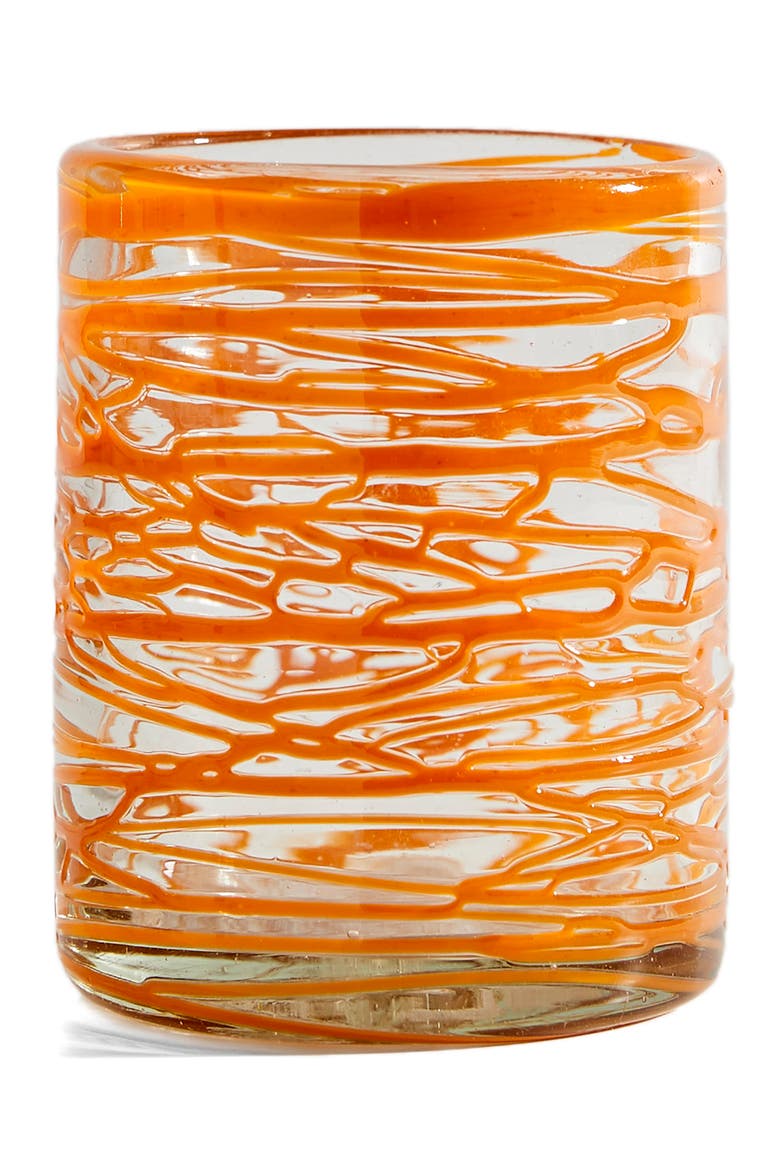 Handblown Glasses - Set of 4, Main, color, ORANGE SWIRL