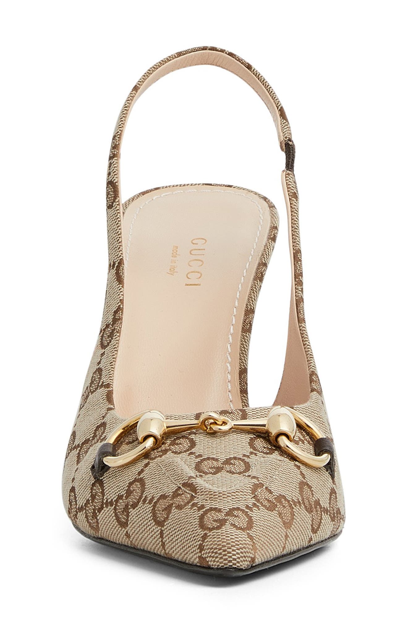 Gucci Horsebit Slingback Pump, Alternate, color, Beige