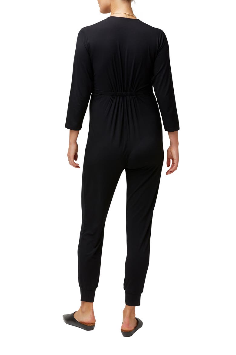 Amabella Maternity Nursing Jumpsuit, Alternate, color, BLACK