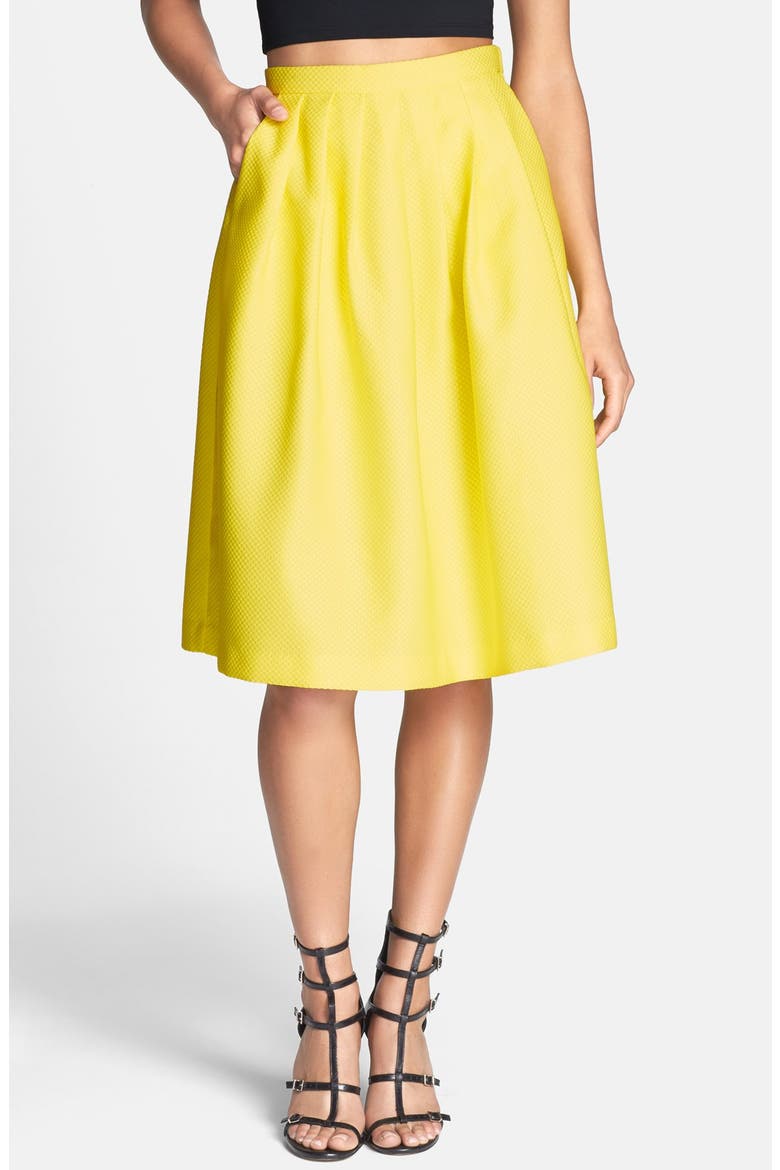Textured Full Midi Skirt, Main, color, YELLOW