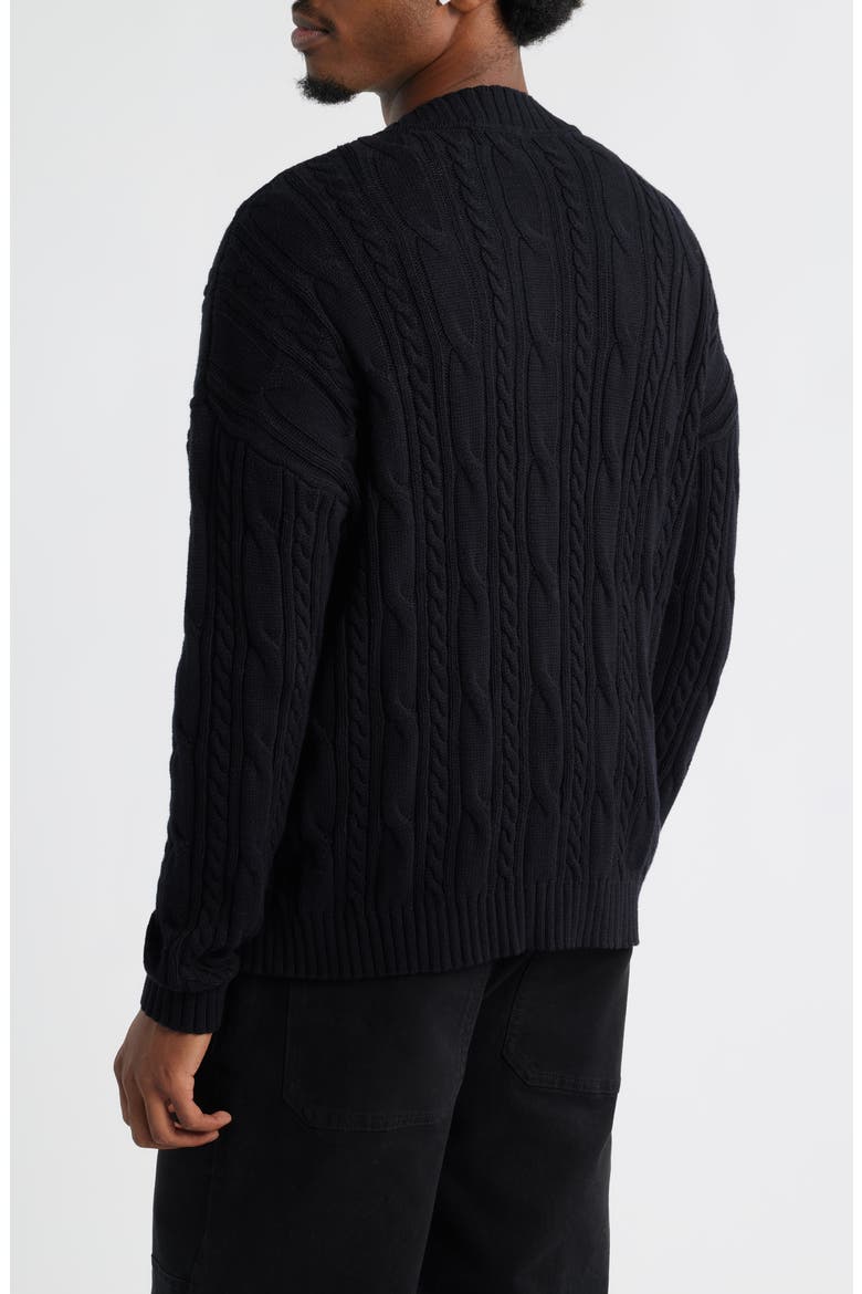 Cable Cotton Cardigan, Alternate, color, BLACK