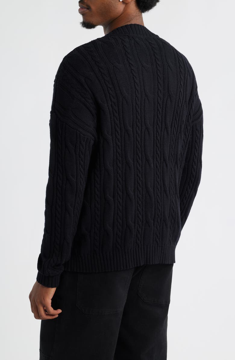 BP. Cable Cotton Cardigan, Alternate, color, Black