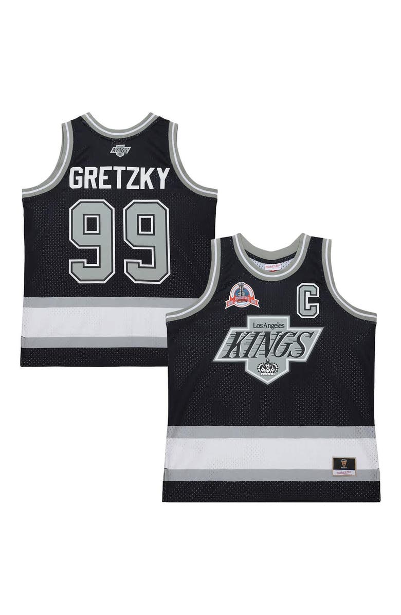 Mitchell & Ness Unisex Mitchell & Ness Wayne Gretzky Black Los Angeles Kings Maxxed Out Fashion Basketball Jersey, Main, color, Black