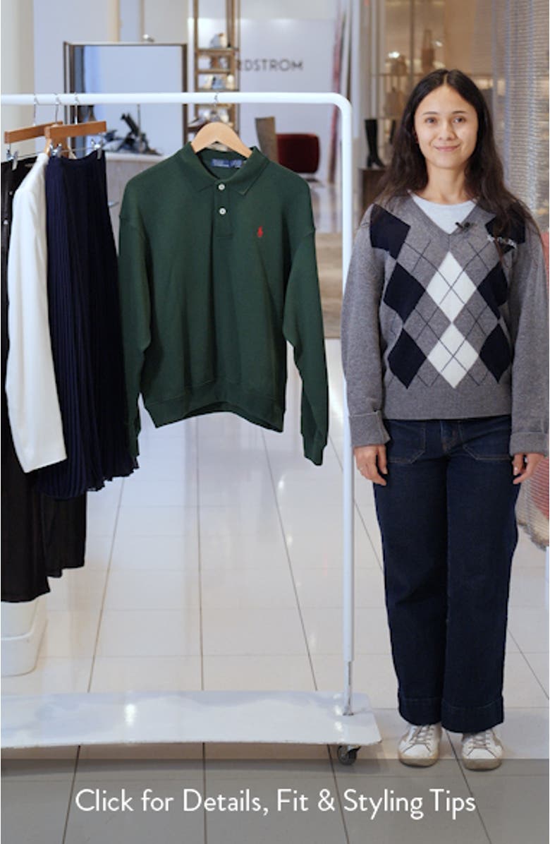 Cotton Blend Fleece Polo Sweatshirt, sales video thumbnail