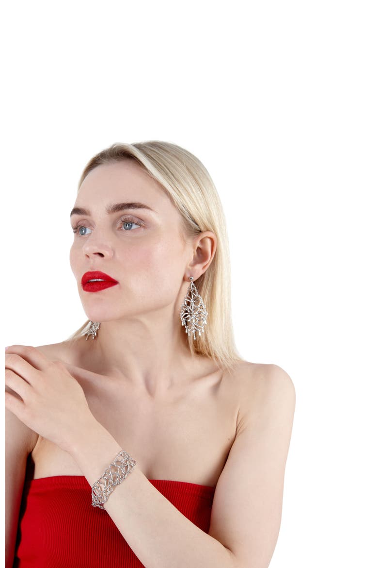 Element Web Earrings, Alternate, color, Sterling Silver