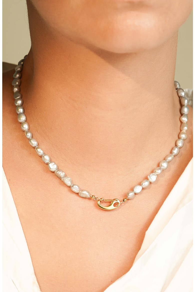 Classy Cultured Pearl Necklace, Alternate, color, GOLD