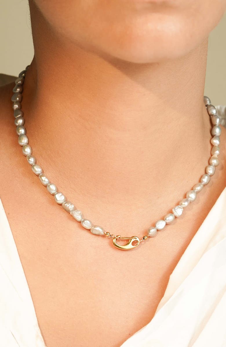 KOZAKH Classy Cultured Pearl Necklace, Alternate, color, Gold