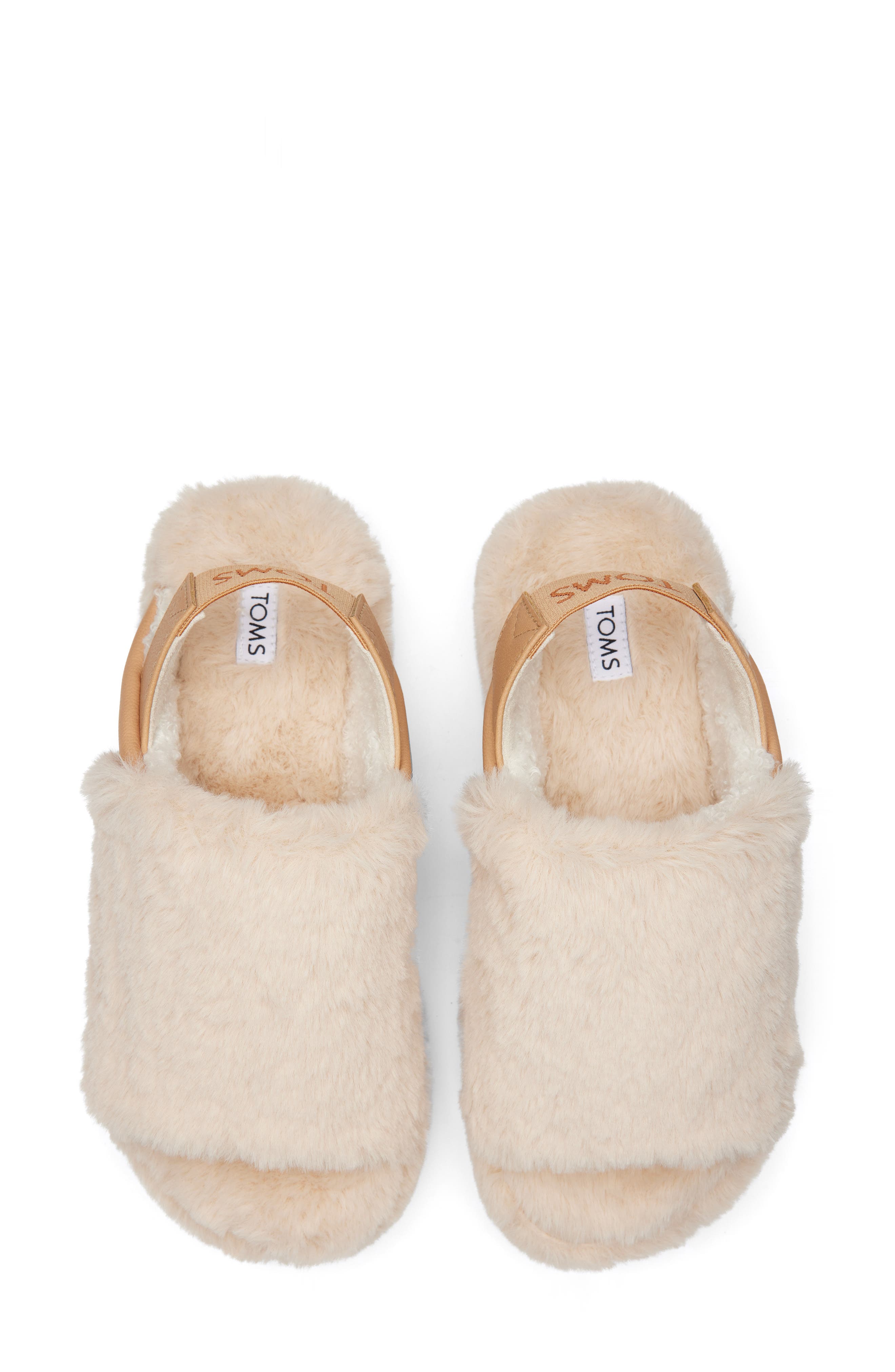 Sofia Faux Fur Slingback Slipper, Alternate, color, NATURAL