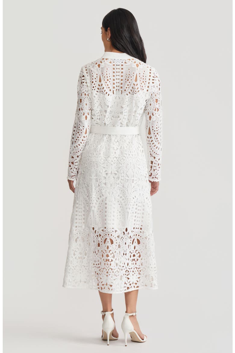 Fit-N-Flare Lined Laced Midi Dress, Alternate, color, White