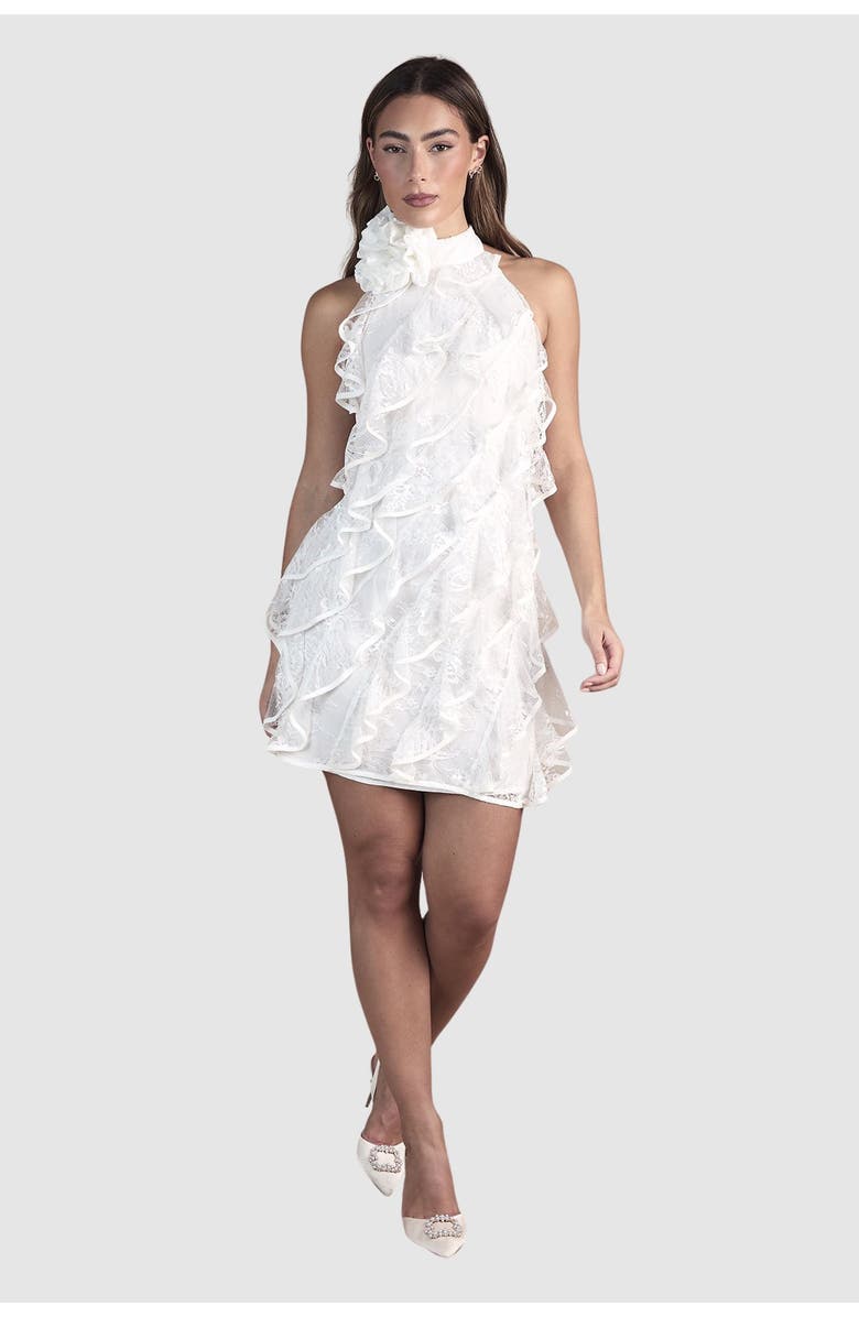 Coast Lace Frill Mini Bridal Dress, Alternate, color, Ivory