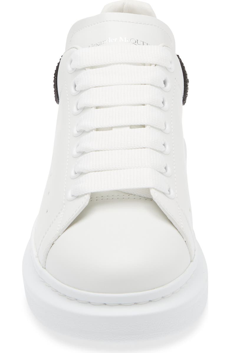McQueen Oversized Crystal Embellished Sneaker, Alternate, color, White/ Black/ Jet