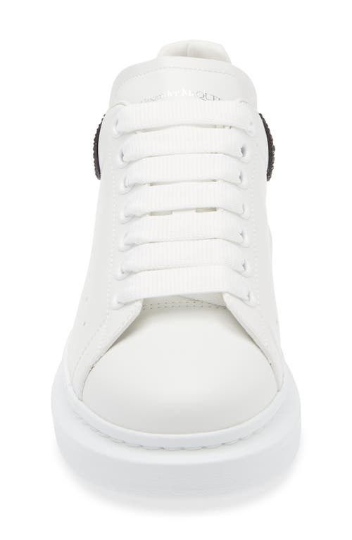 Alexander Mcqueen White Oversized Sneakers With Strass Black Spoiler In White/black/jet