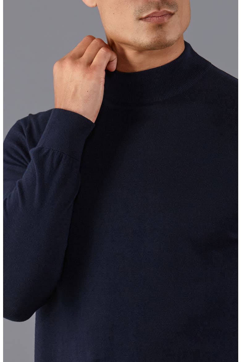 Cotton Mock Turtle Neck Sweater, Alternate, color, Navy