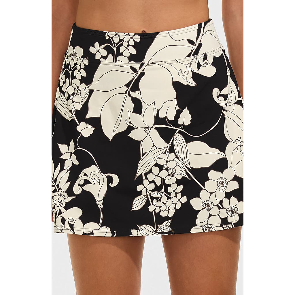 Lands' End Tummy Control Skirt Swim Bottoms In Black