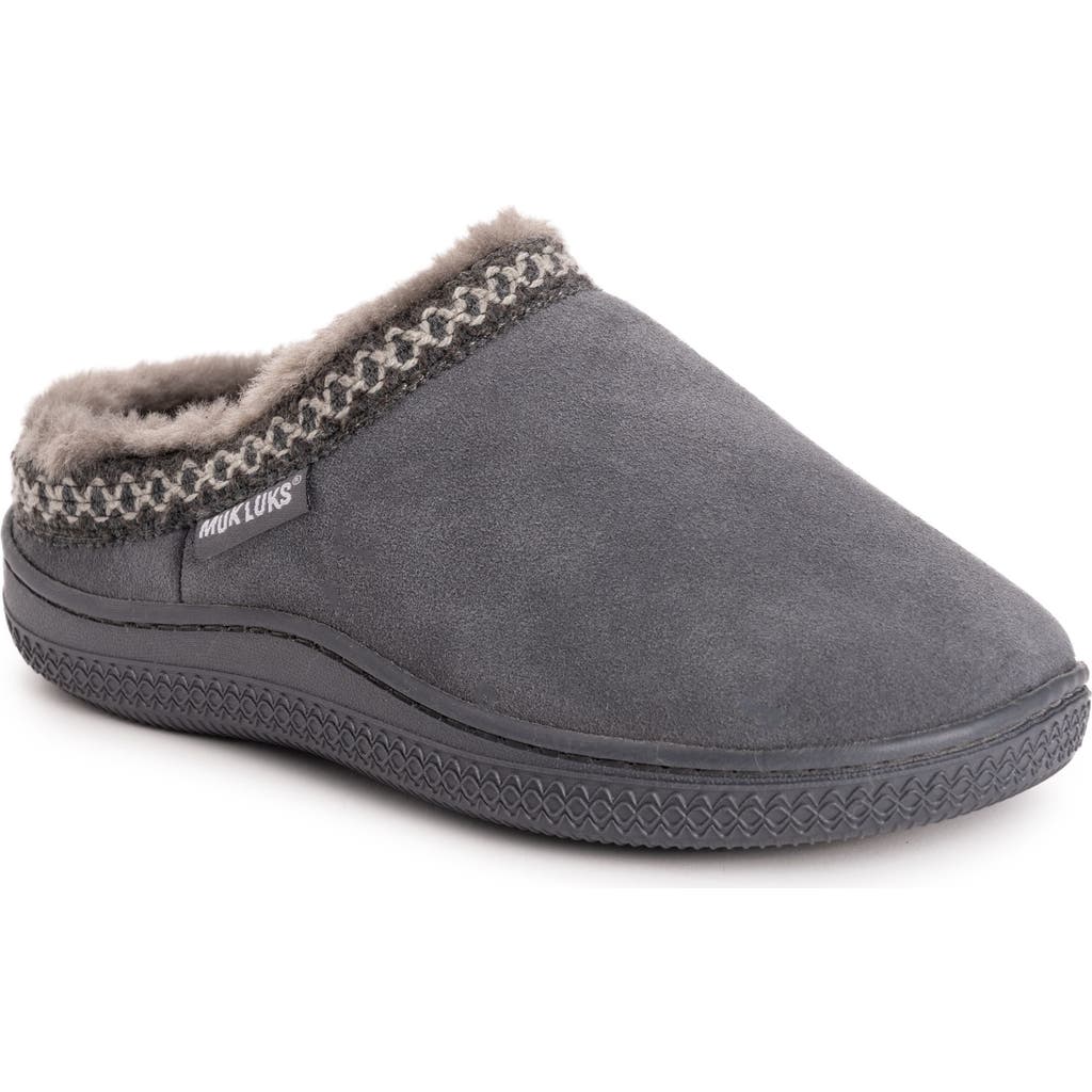 Muk Luks Jordi Genuine Suede Clog Slipper In Gray