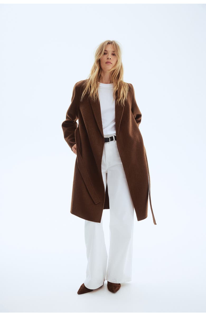 H&M Handmade Wool-blend Coat, Alternate, color, Brown