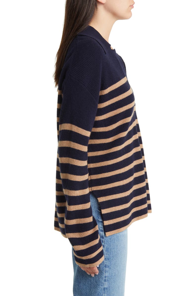 Rails Harris Stripe Cotton, Wool & Cashmere Polo Sweater, Alternate, color, 