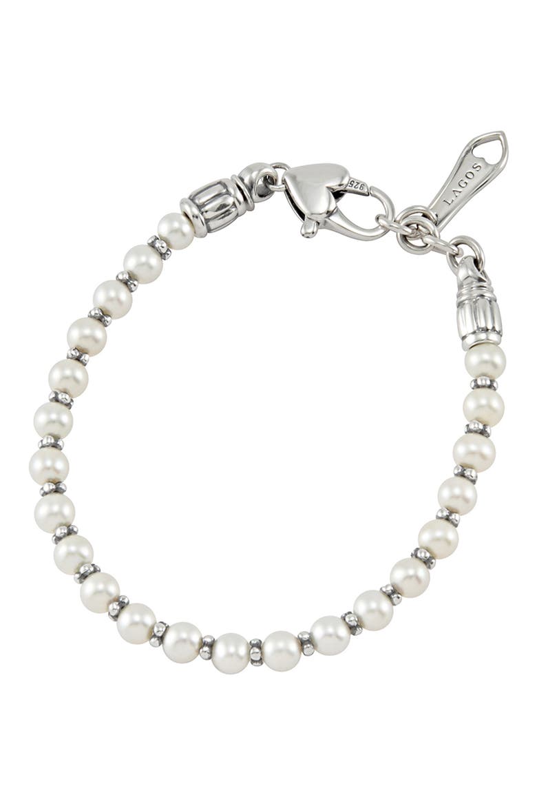 Kinder Freshwater Pearl Bracelet, Alternate, color, STERLING SILVER/ PEARL