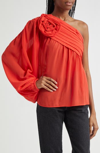 FARM Rio Red Rose One-Shoulder Top | Nordstrom