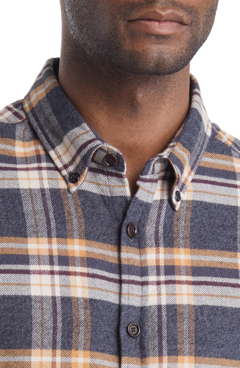 Oliver Spencer Brook Plaid Organic Cotton Flannel Button-Down Shirt, Alternate, color,