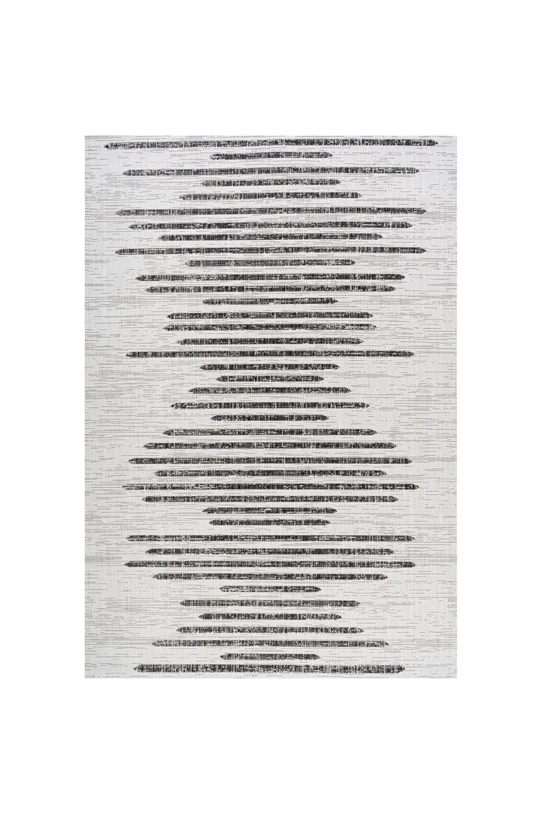Zolak Berber Stripe Geometric Indoor/Outdoor Area Rug, Main, color, Ivory/Black