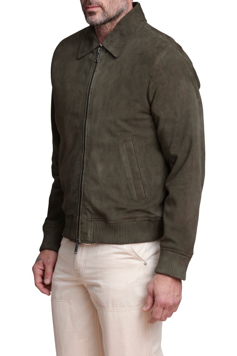 Suede Bomber Jacket, Alternate, color, CHIVE