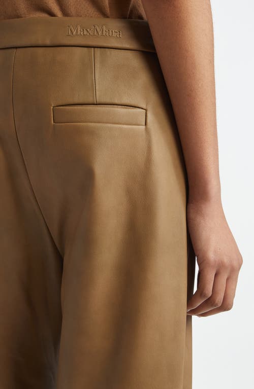 Shop Max Mara Getti Leather Wide Leg Pants In Turtledove