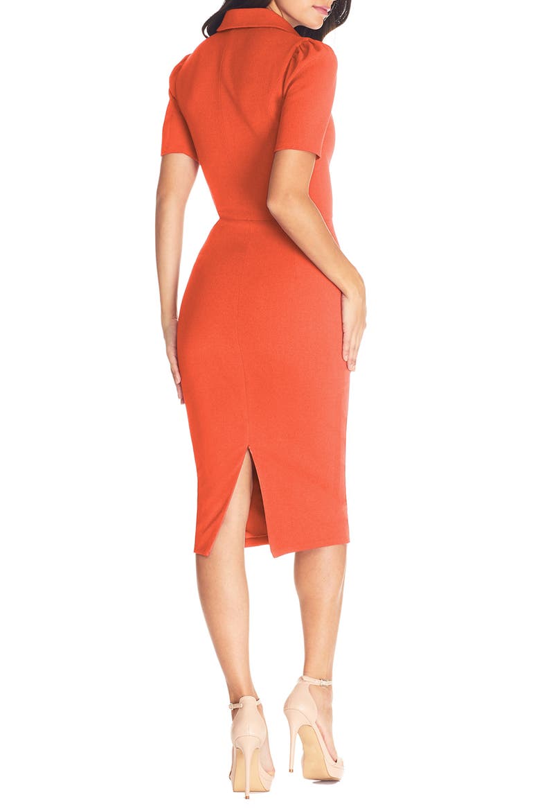 Gloria Front Zip Sheath Dress, Alternate, color, POPPY