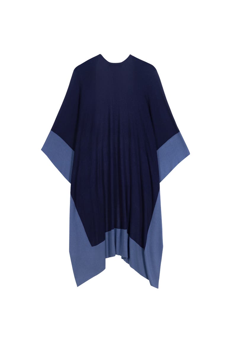 Tissue Weight Ruana With Border, Alternate, color, Refined Navy
