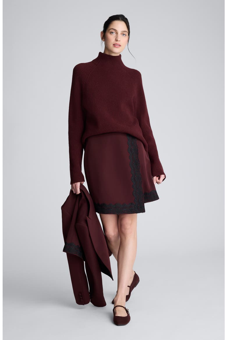 Lace Trim Faux Wrap Skirt, Alternate, color, SUGAR BEET