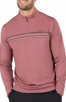 TravisMathew In The Line Up Stretch Cotton Blend Half Zip Pullover
