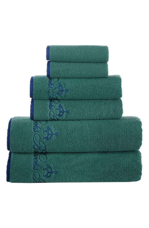 Six-Piece Contrast Frame Cotton Towel Set