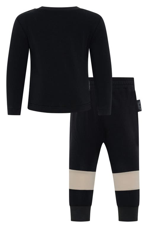 Tiny Tribe Dinosaur Cotton Graphic Sweatshirt & Joggers Set In Black