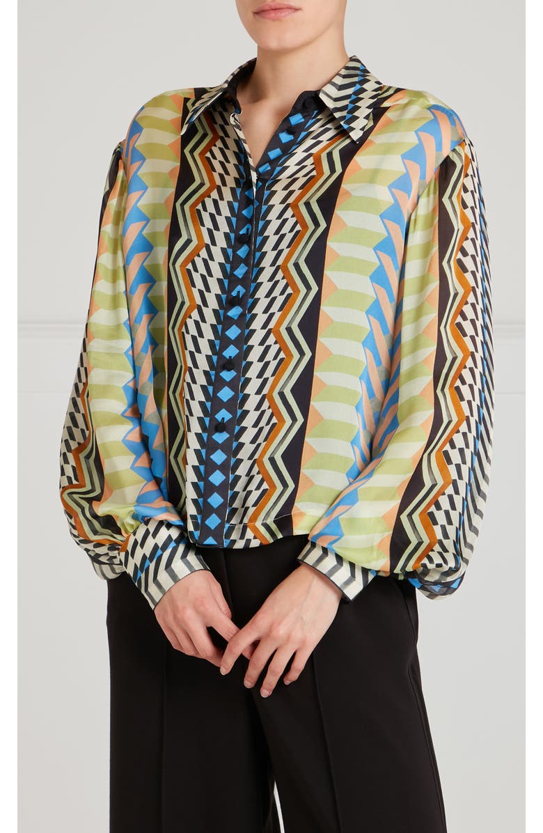 Temperley London Meryl Shirt, Main, color, Provence Blue Mix