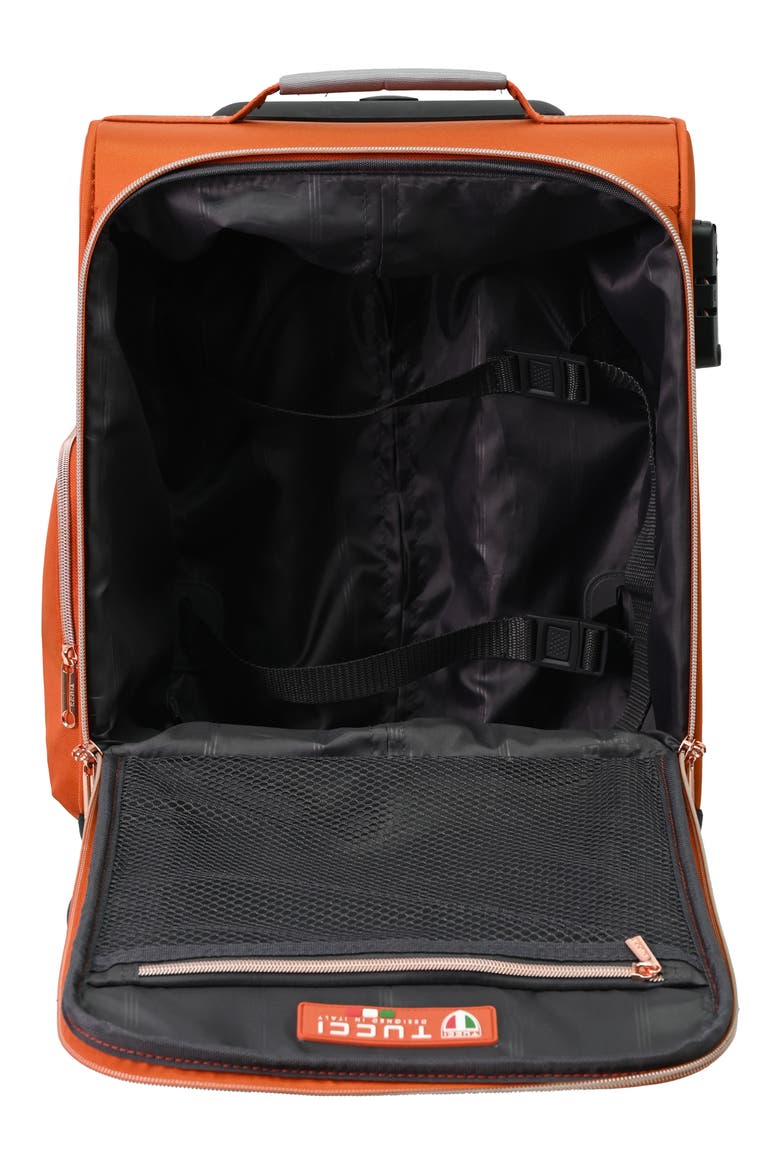 Abito 16-Inch Underseat Spinner Suitcase, Alternate, color, BURNT ORANGE