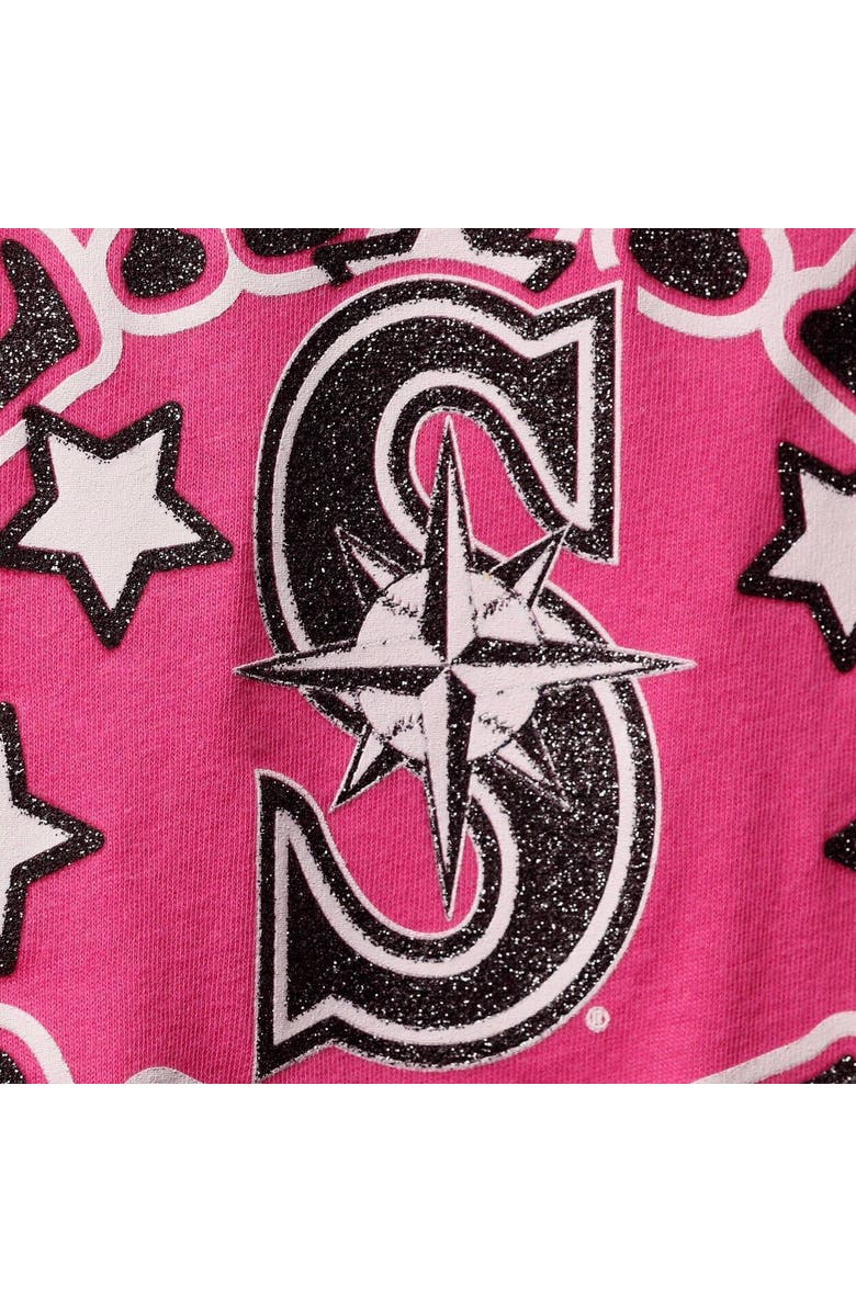 New Era Girls Youth New Era Pink Seattle Mariners Jersey Stars V-Neck T-Shirt, Alternate, color, 