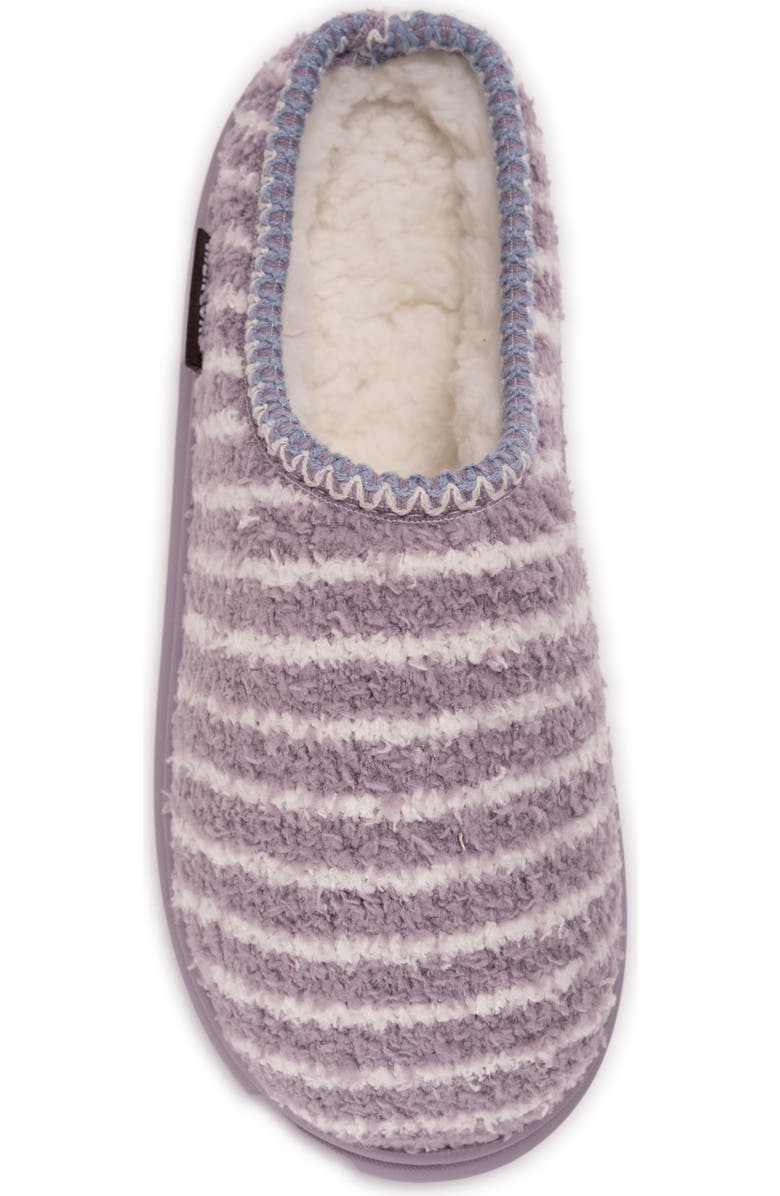 MUK LUKS Janna Cozy Crew Faux Shearling Lined Clog, Alternate, color, Purple Stripe