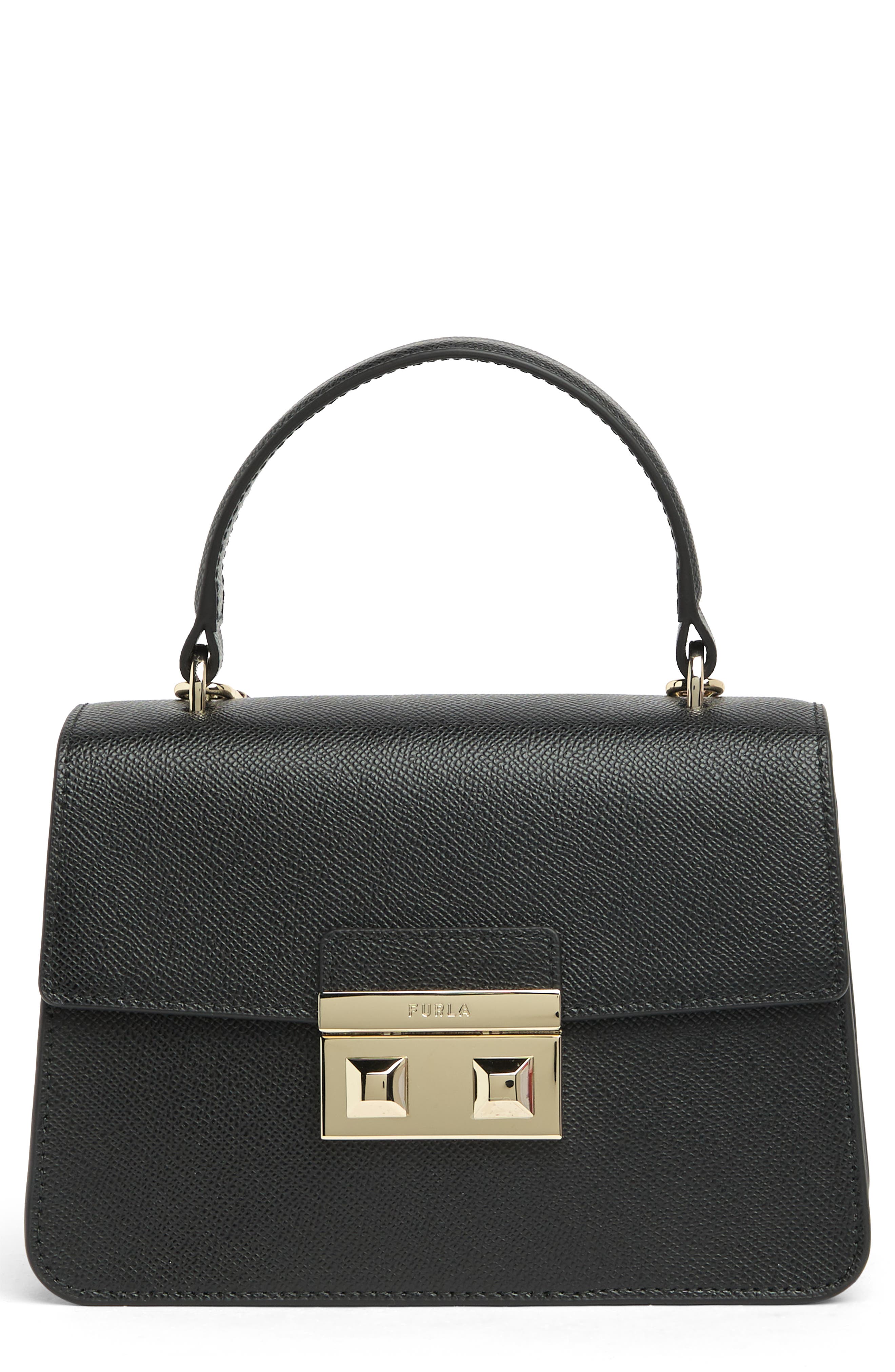 Furla Bella Mini Top Handle Satchel, Main, color, Nero