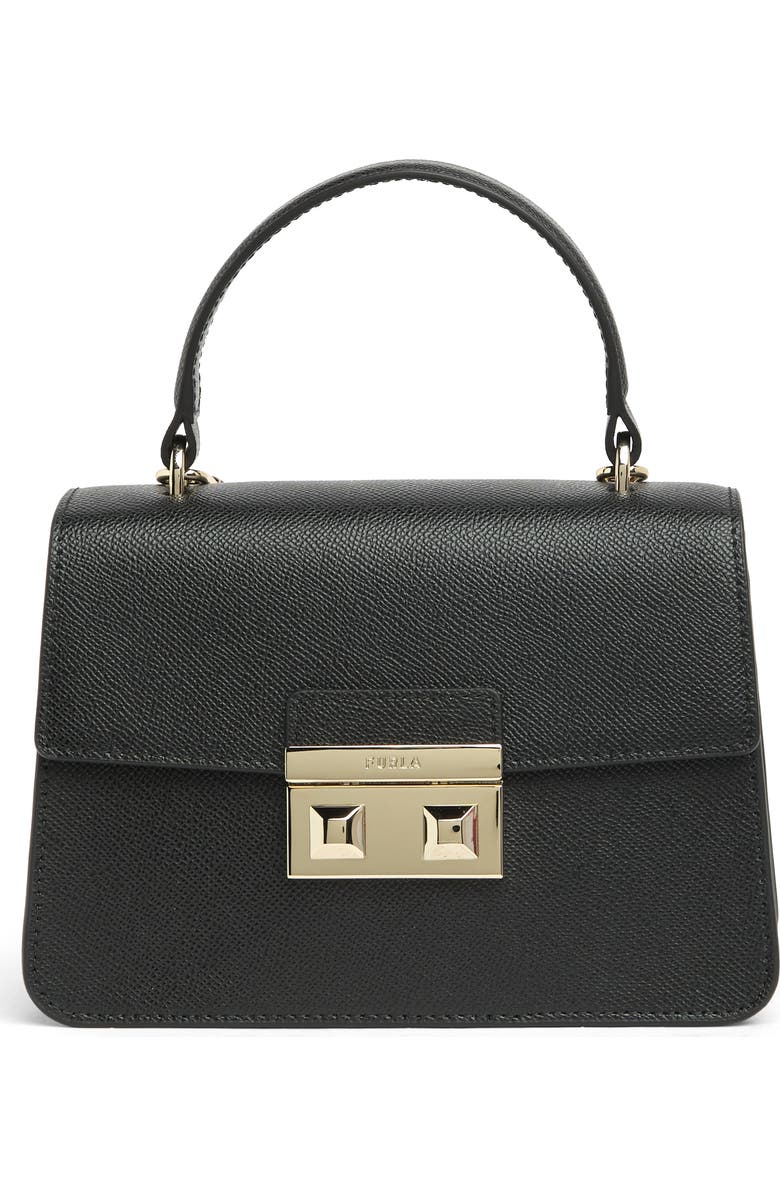 Furla Bella Mini Top Handle Satchel, Main, color, Nero