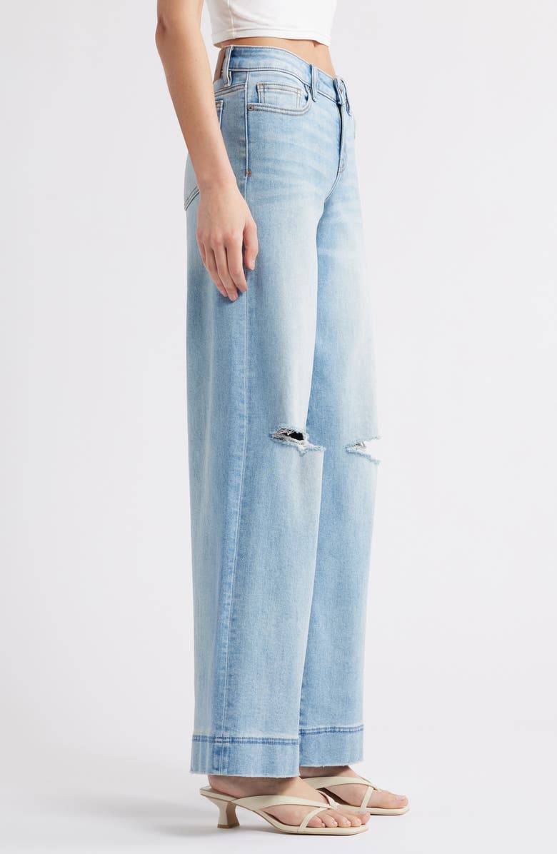 HIDDEN JEANS Distressed Wide Leg Jeans, Alternate, color, Light Wash