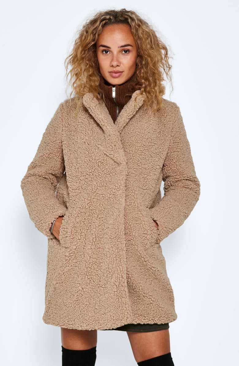 Noisy may Gabi Fleece Teddy Jacket, Alternate, color, White Pepper