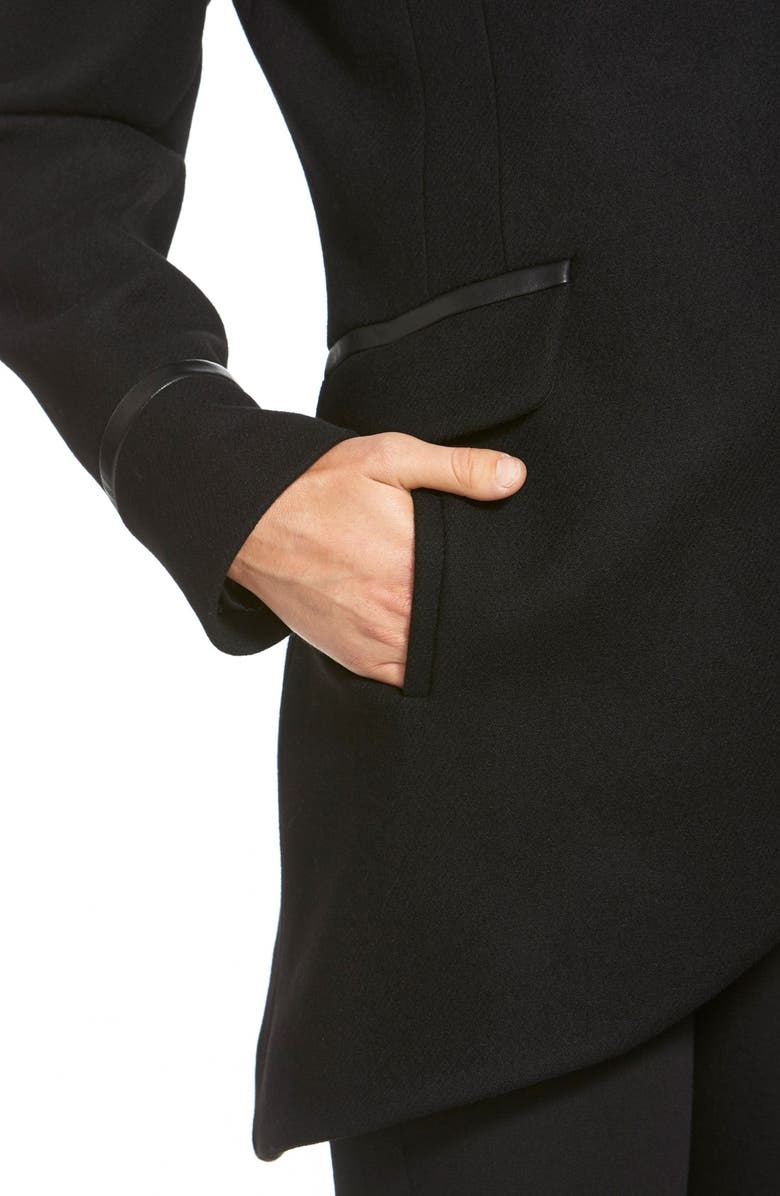 Trina Turk 'Mackenzie' Asymmetric Zip Leather Trim Coat, Alternate, color, 