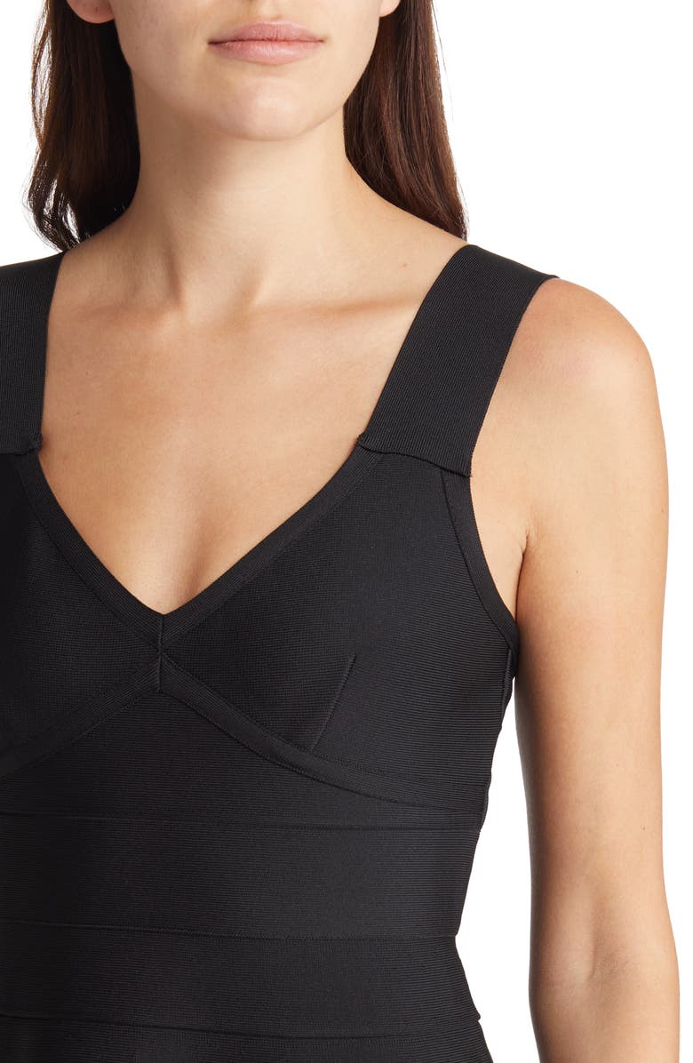 bebe V-Neck Bandage Fit & Flare Minidress, Alternate, color, 