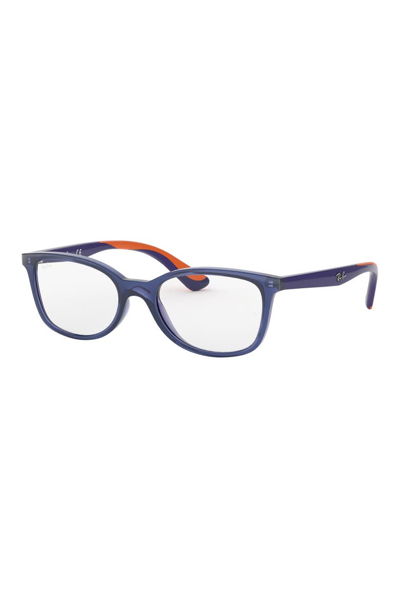 Kids' 47mm Small Rectangular Optical Glasses, Alternate, color, TRANSPARENT BLUE